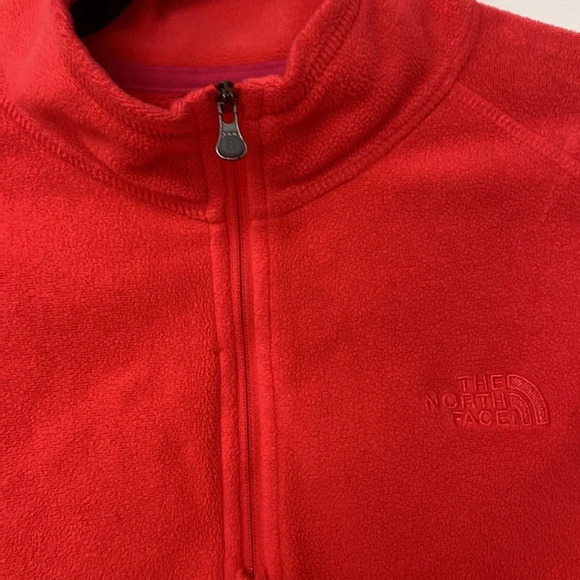 North Face‎ Neon Bright Pink Quarter Zip Pullover Polartec Fleece Jacket Coat - Picture 6 of 13